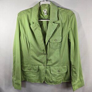 Bass Women's Blazer Jacket Tapered Lime Green 100% Cotton 3 Pockets (N-14)